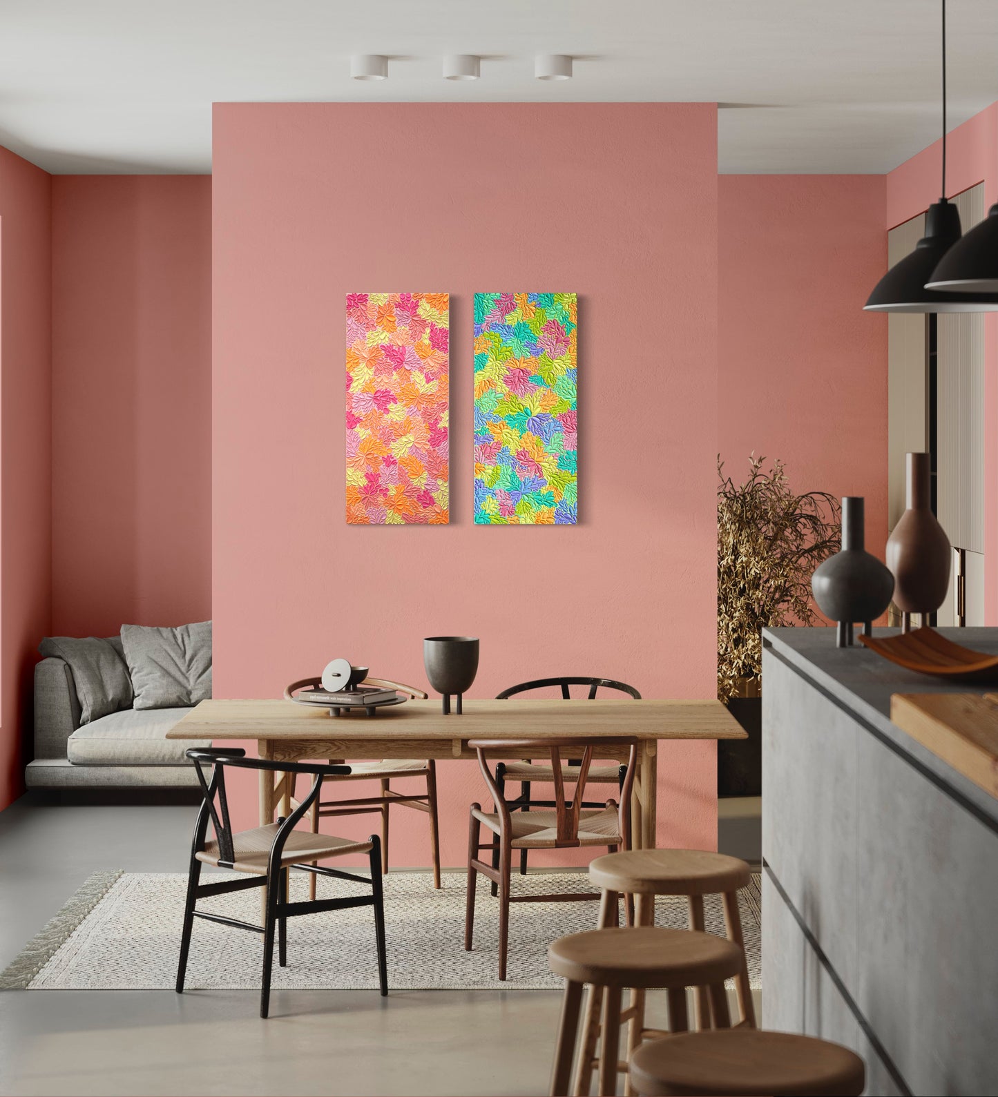 'Fantasy' Textured Paintings (Triptych)